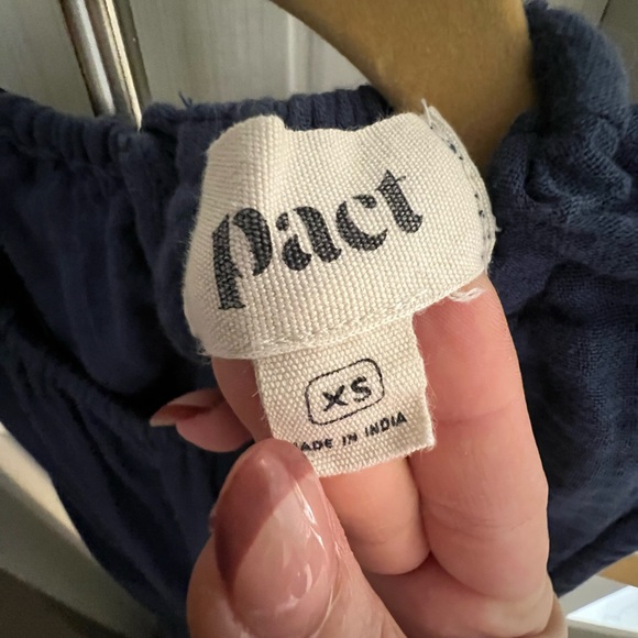 Pact Organic Cotton Coastal Double Gauze Tiered Midi Dress Navy Blue XS - Picture 6 of 6